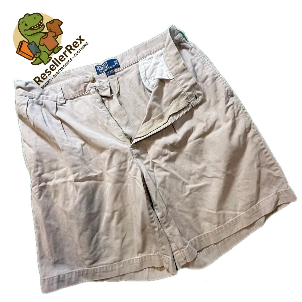 Polo Ralph‎ Lauren Men's Tyler Tan Pleated Chino Shorts Size 36 Casual Summer